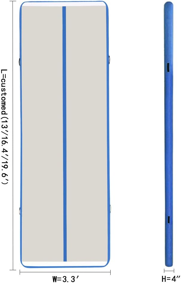 EZ GLAM 10ft/13ft/16ft/20ft Air Track Inflatable Gymnastics Tumbling Air Track Mat with Electric Air Pump for Cheerleading/Practice Gymnastics/Beach/Park/Home use : Sports & Outdoors