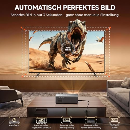 4K Smart Projector with VIDAA, Compatible with Netflix App, Dolby Audio & HDR10+, KOGATA Original AirPlay, Auto Focus, 6D Keystone, WiFi 6 & Bluetooth, Home Cinema Projector for Streaming without TV