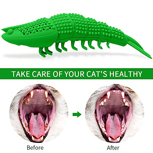RUCACIO Cat Toys Interactive Kitty Catnip Toys Cat Treat Toy Kitten Stuff Toothbrush Teeth Cleaning Chew Toy Lobster Shape Great Christmas Gifts100% Natural Rubber Bite Resistance
