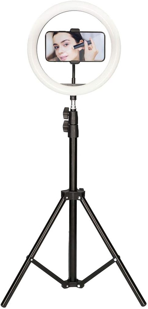 Ksix Kit Studio Live LED Ring with Tripod 1.60 cm for Smartphone, black