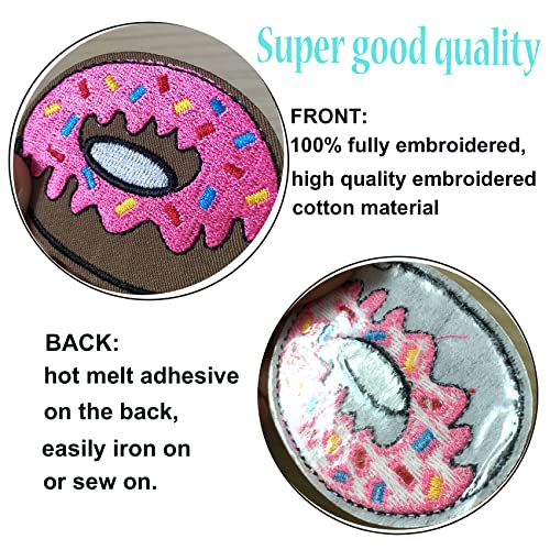 GYGYL 5pcs Doughnut Embroidered Patches, DIY Sew Applique Repair Patch, Sew On/Iron On Patch for Jackets, Jeans, Pants,Backpacks, Clothes