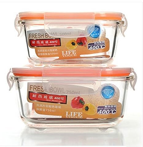 Fiambrera de cristal resistente al calor, para microondas, dos ...