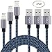 Sundix iPhone Charger 3Pack 3FT 6FT 10FT Lightning to USB Braided Cable with Aluminum Connector Compatible with iPhone 7/ 7Plus/ 6/ 6S/ 6 Plus/ 6S Plus, 5C/5S/5, iPad/iPod(Blue/Black)