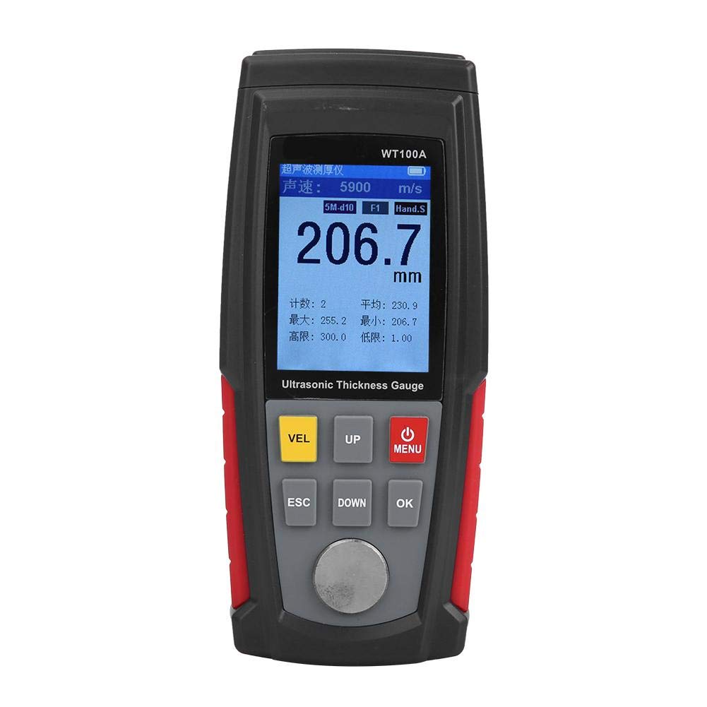 WT100A Ultrasonic Thickness Gauge, USB Charging Digital Ultrasonic Thickness Gauge Meter for Metal, Plastic, Ceramic, Glass
