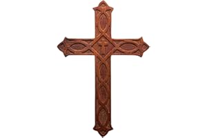 Brantgoods Handcrafted Wooden Wall Cross (18.5 x 12.5 x 0.75 Inches), Premium Rosewood