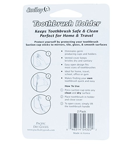 Smiley Set of 2 Antimicrobial Toothbrush Holders, Blue and Yellow - Thumbnail 3