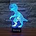 Borang Dinosaur Light Night Light Touch Table Desk Lamp,Borang 7 Colors Optical Illusion Lights with Acrylic Flat & ABS Base & USB Charger for Christmas Gifts