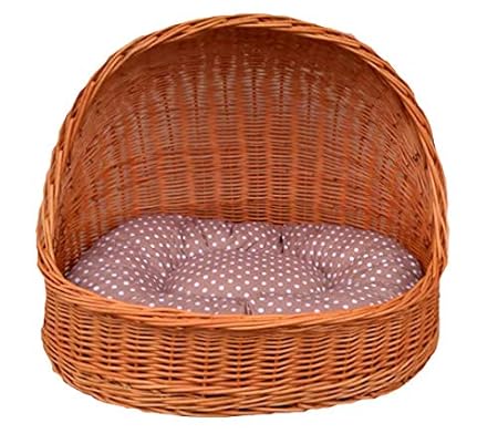 Weidenprofi Hundekorb, Tierkorb aus Weide für kleine Hunde und Katzen, ca. 60 x 46 cm, 48 cm hoch, Farbe Natur-Braun - inkl. 