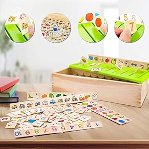 AugToy Wooden Montessori Toys for 1 2 3 Year Old Toddlers Fine Motor Skills Toys Color Shape Matching Sorting Puzzles Box Educational Learning Toy for Kids 1-3 Boys Girls Christmas Birthday Gifts - Image 6