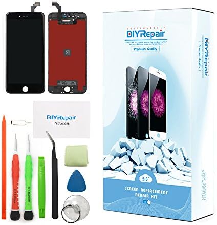 Premium Screen Replacement For iPhone 6 Plus Assembly 5.5 inch - LCD Complete - LCD Touch Digitizer Display Glass Replacement With Tempered Glass, Repair Tools, Instruction, Not For 6S Plus (Black)