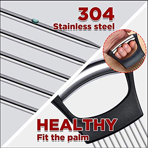 Food Slice Assistant Onion Holder Slicer - 2Pcs Stainless Steel Onion Holder Slicer Cutter Chopper - Tomato Vegetable… - Image 2