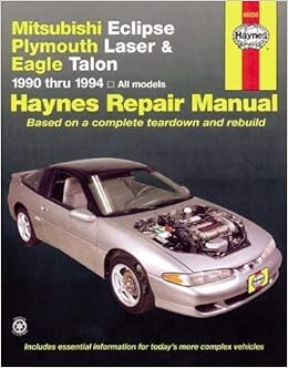 Mitsubishi Eclipse Plymouth Laser And Eagle Talon 1990 1994 Automotive Repair Manual Author Mike Stubblefield Published On November 1995 Amazon De Bucher