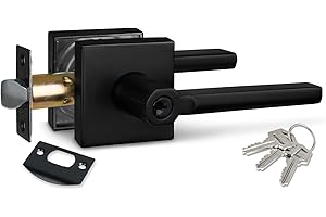 NEWBANG Keyed Entry Lever Lock in Matte Black for Exterior Door HD1601-DB-ET-1P