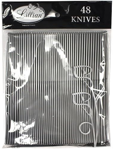 Lillian Tablesettings 48 Count Premium Plastic Knives, Silver