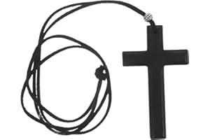 PACKOVE Cross Hanging Ornament for Car Rear View Mirror Wood Crucifix Pendant Cross Car Charm Pendant Decor Black (54 x 1.97 