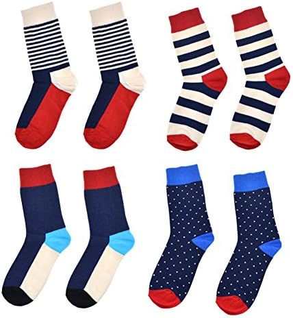 Nesfashion Fashion Men 5 Pairs Colorful Patterned Crew Socks (Medium, men style 7)