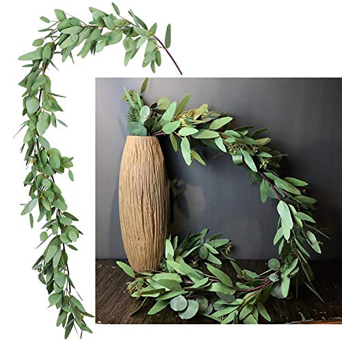 DearHouse 5.5Ft Seeded Eucalyptus Garland, Artificial Vines Faux