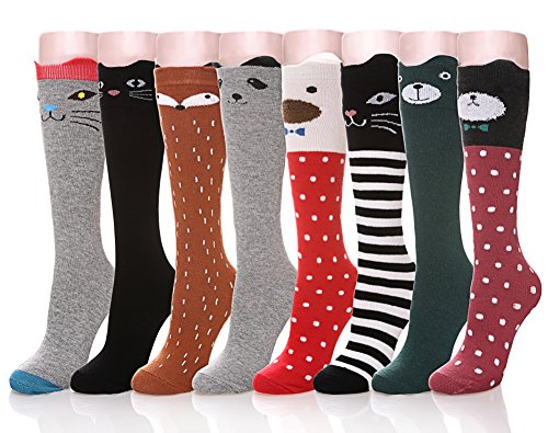 Color City Girls Socks Knee High Stockings Cartoon Animal Warm Cotton Socks Assorted 8 Colors - Thumbnail 7