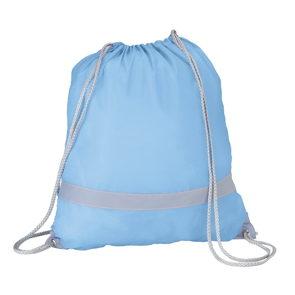 eBuyGB Pack of 10 High Visibility Reflective Drawstring Rucksack Casual Daypack, 2.7 L (Light Blue) — image 1