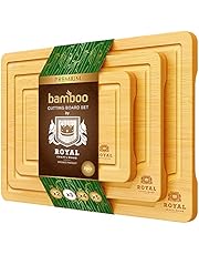 Organic Bamboo Cutting Board Set with Juice Groove