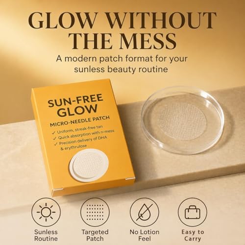 Sun-Free Glow Micro-Needle Tanning Patches, 2026 New Glow Tanning Patches, 4 Box Patches, Self Tan Patches for Natural-Looking Colour, Streak-Free Finish, Gentle Home Tanning Use