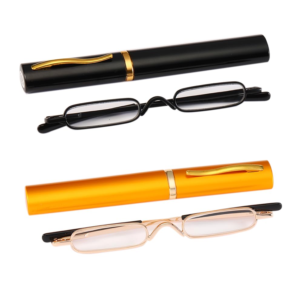KoKoBin Pack of 2 Mini Slim Reading Glasses Spring Hinge Metal Reading Aid Unisex Visual Aid with Case +1.5 — image 1
