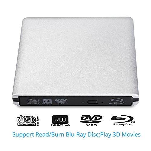 Reproductor de Blu-ray USB 3.0 Lectora/grabadora de BD, CD, DVD para Windows/ Mac OS Portátil PC