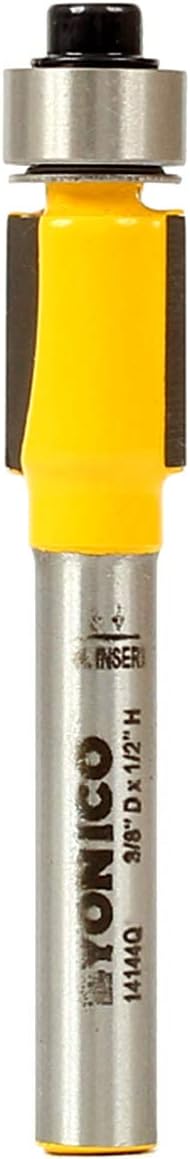 Yonico 14144q 1/2-Inch Height X 3/8-Inch Diameter Flush Trim Router Bit 1/4-Inch Shank, 0.5 inches by 0.375 inches