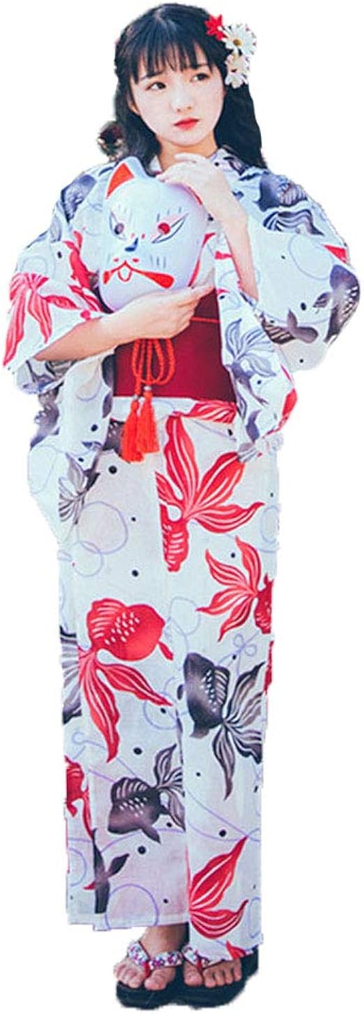 Amazon Co Jp Yukata Women S 7 Pcs Set 17 Women S Yukata Set Goldfish Pattern 黒金 Fish Set White Retro Washable Watamote Yukata Sash Geta Footwear Construction Belt Yukata Set Yukata Belt Geta Footwear Drawstring Socks Hair Ornaments Lucky Bag