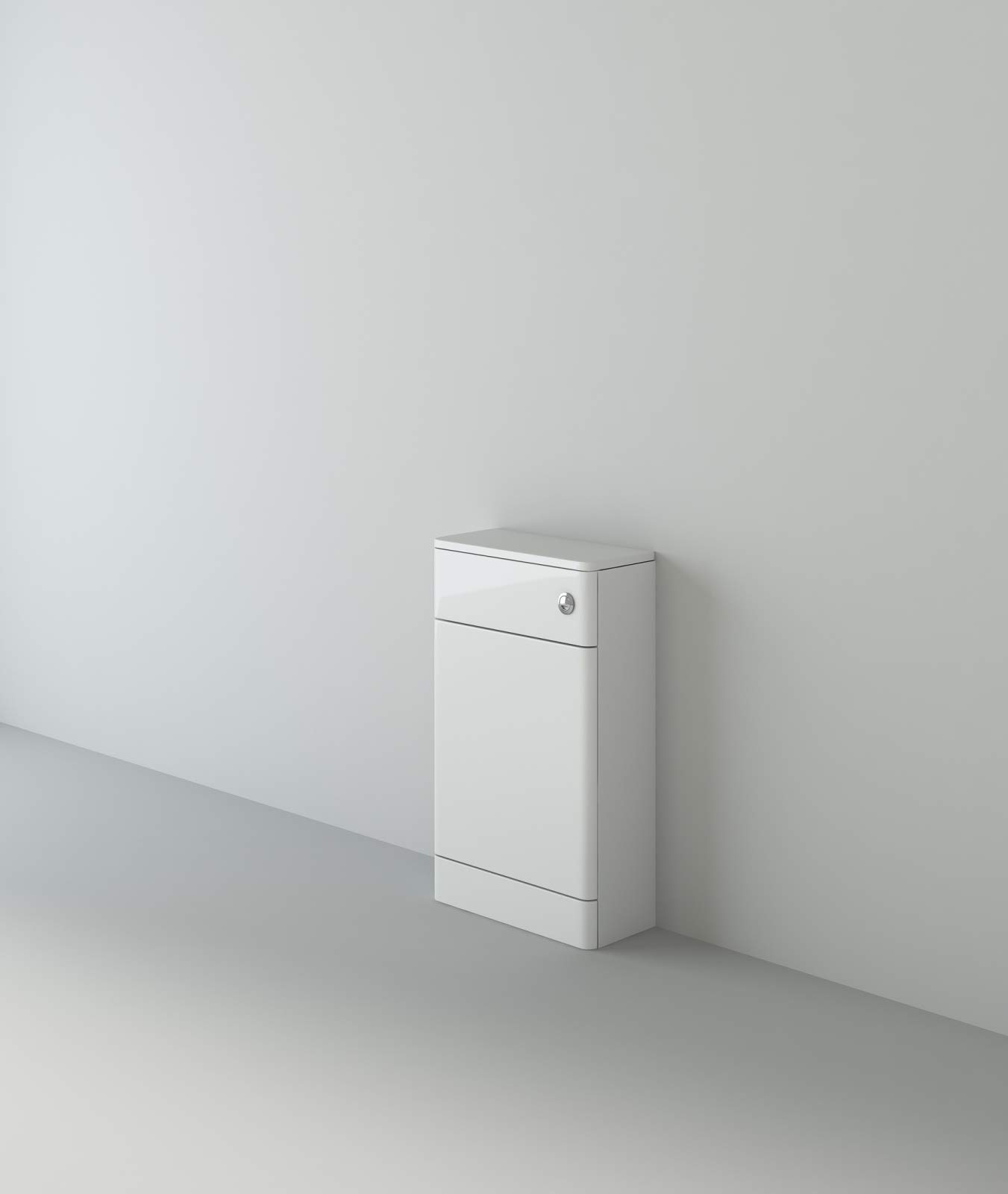 VeeBath N-RWC500 Cyrenne High Gloss White Floor Standing WC Back to Wall BTW Toilet Cabinet with Open Access Cistern Unit-500mm, 500mm