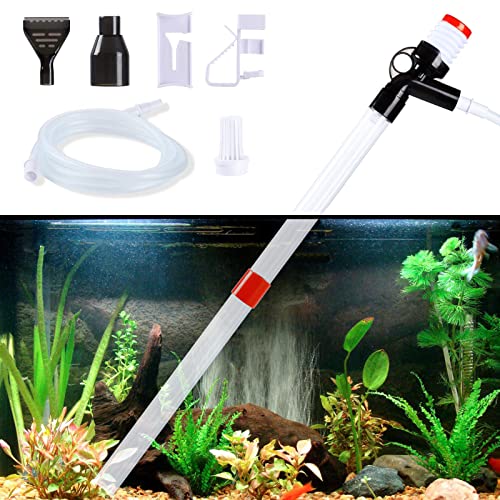AquaMiracle Aquarium Gravel Cleaner, Fish Tank Siphon Cleaner, Long Nozzle Quick Water Changer