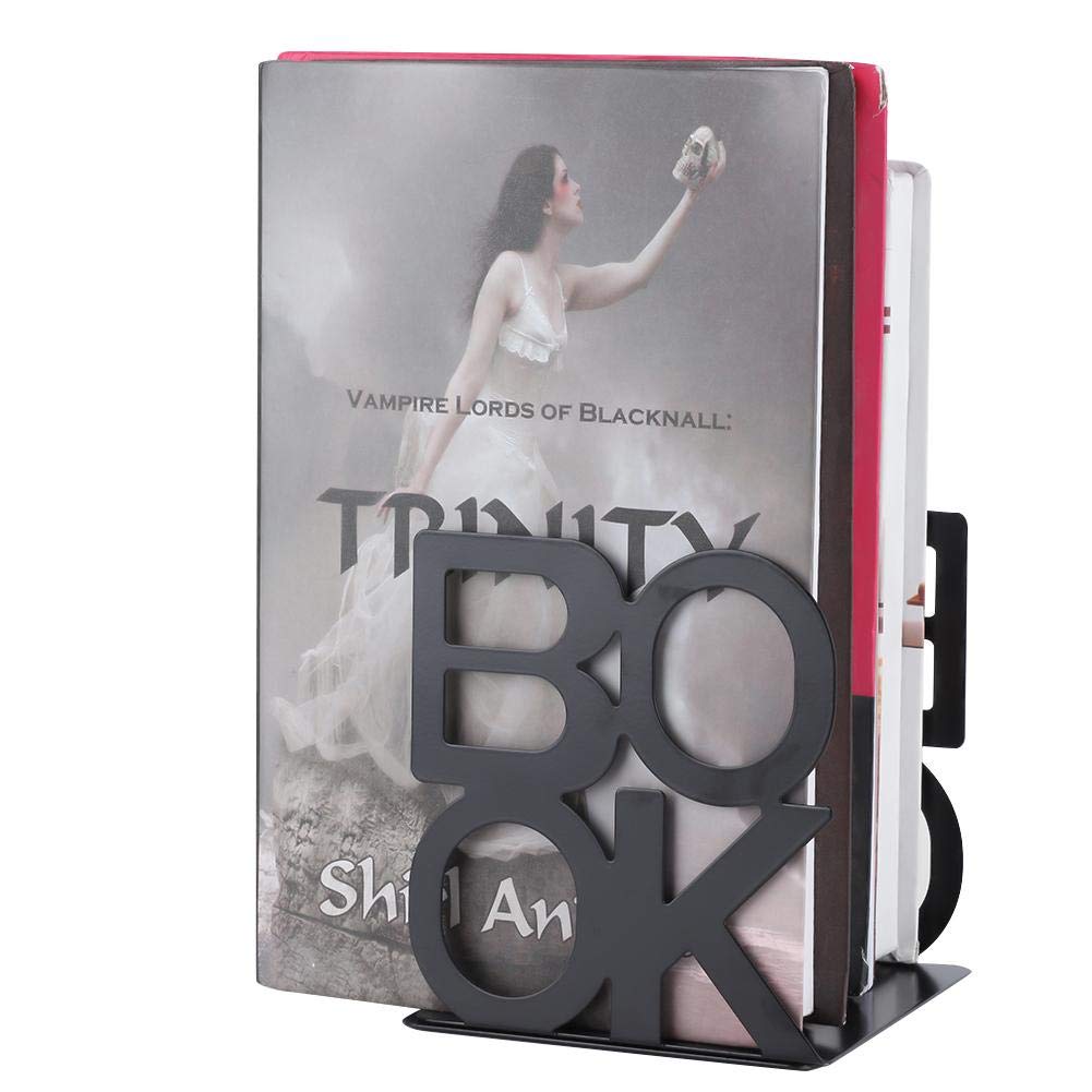 Characters Shape Book End, Anti slip foam pad design Bookend, 208mm Keep Tidy for Dvds Movies Magazines Books(140mm black pair)