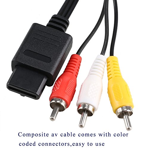 Composite AV Cable INNKER 2 Pack 1.8m AV Audio Video Cords Cable Wire Compatible Replacement Wire Cords for Wii Super Nintendo /N64 /Gamecube /GC/SNES Black