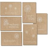 Sympathy Cards - 36-Pack Sympathy Cards Bulk, Greeting Cards Sympathy Kraft Paper, 6 Floral Designs, Envelopes Included, Assorted Sympathy Cards, 4 x 6 Inches