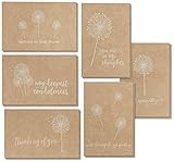 Sympathy Cards - 36-Pack Sympathy Cards Bulk, Greeting Cards Sympathy Kraft Paper, 6 Floral Designs, Envelopes Included, Assorted Sympathy Cards, 4 x 6 Inches