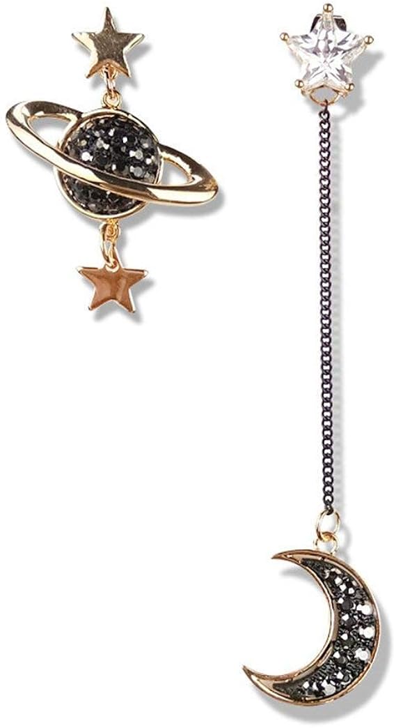 Amazon Muzhe Sapphire Blue Earth And Moon Planet Earring ブローチ 通販
