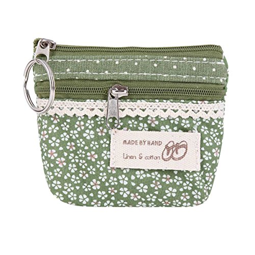 Damara Womens Flower Cover Wallet Mini Change Coin Purse,Green