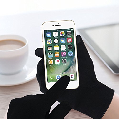 Qshell Mens Fashion Winter Cold Weather Gloves Touch Screen Gloves Texting Gloves Mittens Thick Warm Soft Mitten For Men - Black - Thumbnail 6