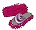 Friendly House Women's Microfiber Floor Cleaning Mop Slippers with Stripes and Embroidery (Suitable for Women Size 7-9, Fushcia)