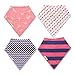 Baby Bandana Drool Bibs for Girls. Pink, Purple & Navy Pattern Colors Set of 4. Absorbent Cotton, Adjustable Snaps Closure. Catch Drooling & Dribble, Protect Clothes. For Babies and Teething Toddlers