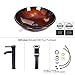 Elecwish 812799022763 Bathroom Vessel Sink with Faucet Mounting Ring and Pop Up Drain, Tempered Glass Basin, 16.5