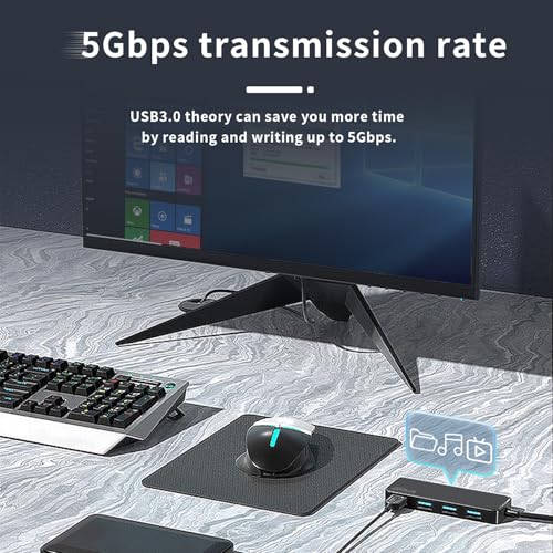 ANYPLUS USB 3.0 Hub, 4 Port USB Hub Splitter,Portable USB Adapter Mini Multiport Expander for Desktop, Laptop, Xbox, Flash Drive, HDD, Console, Printer, PC, Keyboards, HP, Dell