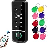 WiFi Access Control Keyboard Fingerprint Door Lock 125Khz EM+13.56Mhz MF RFID Card Reader Controler Keypad Intercom System,Smart Lock Electronic System Work with Tuya App Control Waterproof IP67