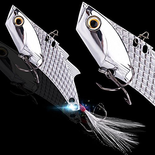 image for YONGZHI Fishing Lures Metal VIB Hard Spinner Blade Baits with Feathers