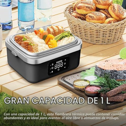 TECKZOON Portable Electric Lunch Box, Rechargeable Self-Warming Wireless Lunch Box, 1L Adult Bento Lunch Boxes with Scheduled Warming, Food Lunch Boxes for On-the-Go Meals