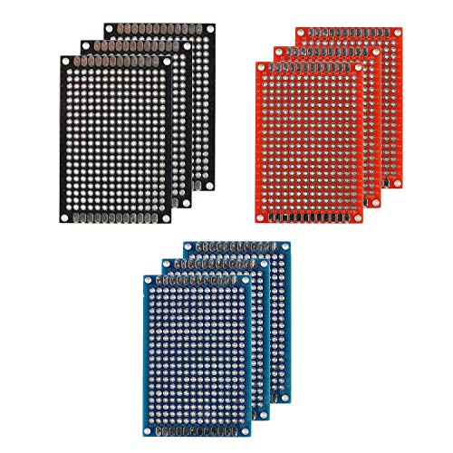 88 Pcs (4x6cm) Double Sided PCB Board Prototype Kit Soldering 3 Colour Universal Printed Circuit Board for DIY Soldering and Electronic Project
