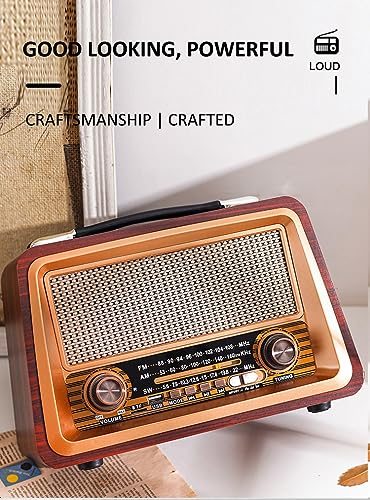 Beauenty Portable Retro Radio Wireless Bluetooth Speakers HIFI Stereo AM/FM/SW 3 Band Radio Receiver Player USB TF AUX MP3 Classic Style