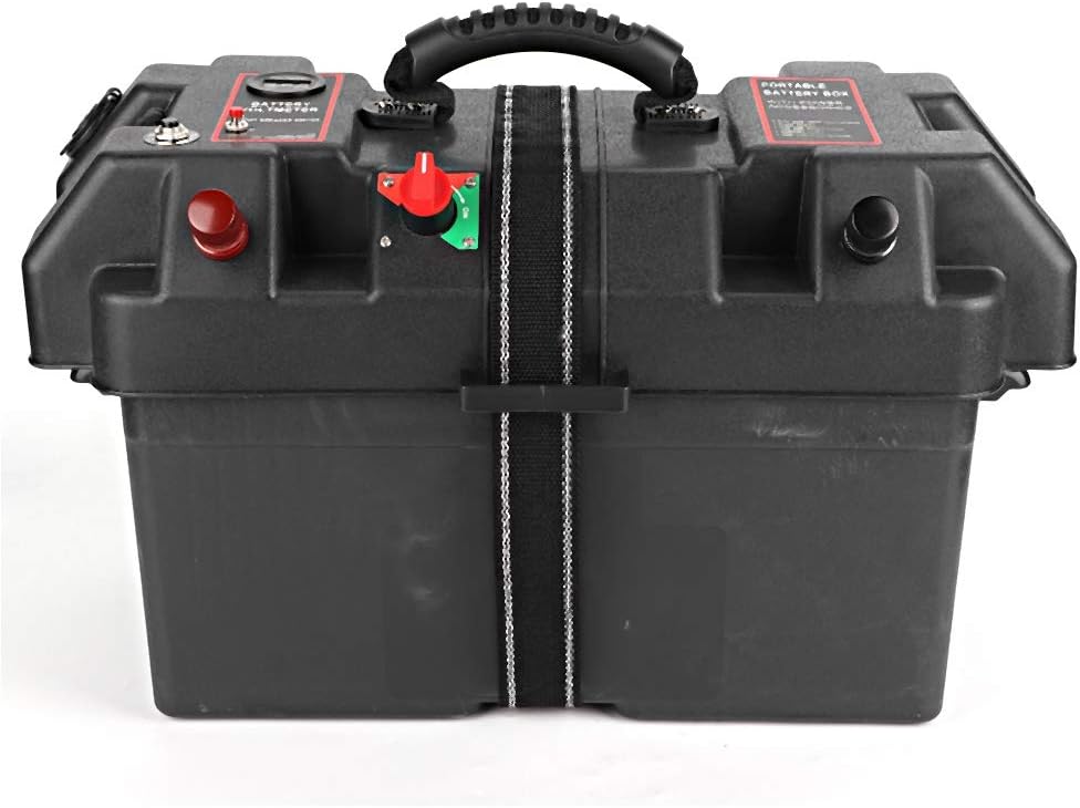 Qiilu Battery Box, Plastic Trolling Motor Power Center Station Battery Box USB & 12V Port.-for power center - Image 4