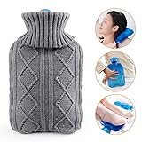 Hot Water Bottle with Cover | KKTICK Hot Water Bag for Kids | Thicker PVC Water Injection Warm Bottle 1L | Warm Body Pain Relief & Daily Use