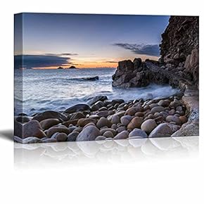 Beautiful Scenery Landscape Path Over Rocks at Porth Nanven Cove Near Lands End in Cornwall - Canvas Art Wall Art - 12" x 18"